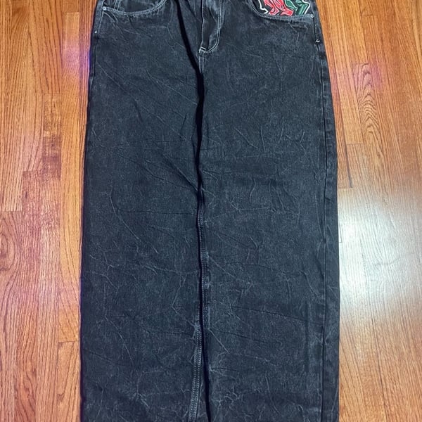 Ninth Hall Ambush Embroidered Black Wash Jeans Size 36