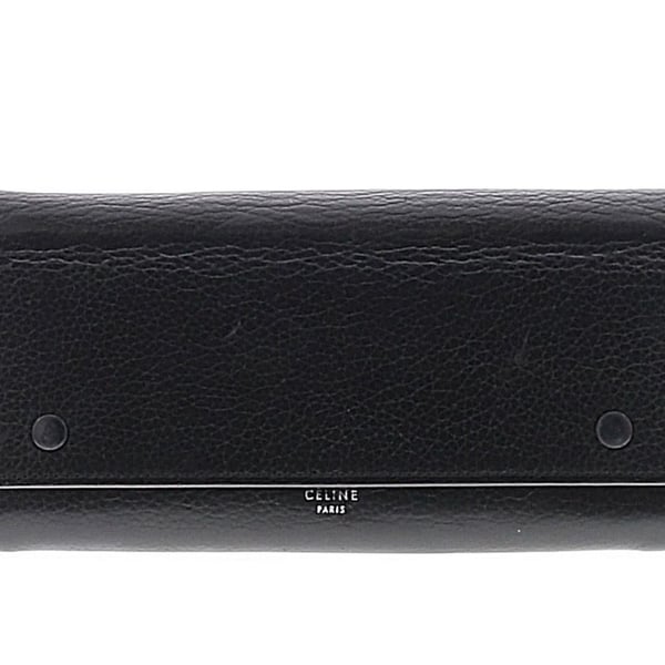 Celine Large Multifunction Flap Wallet Black Grained Leather