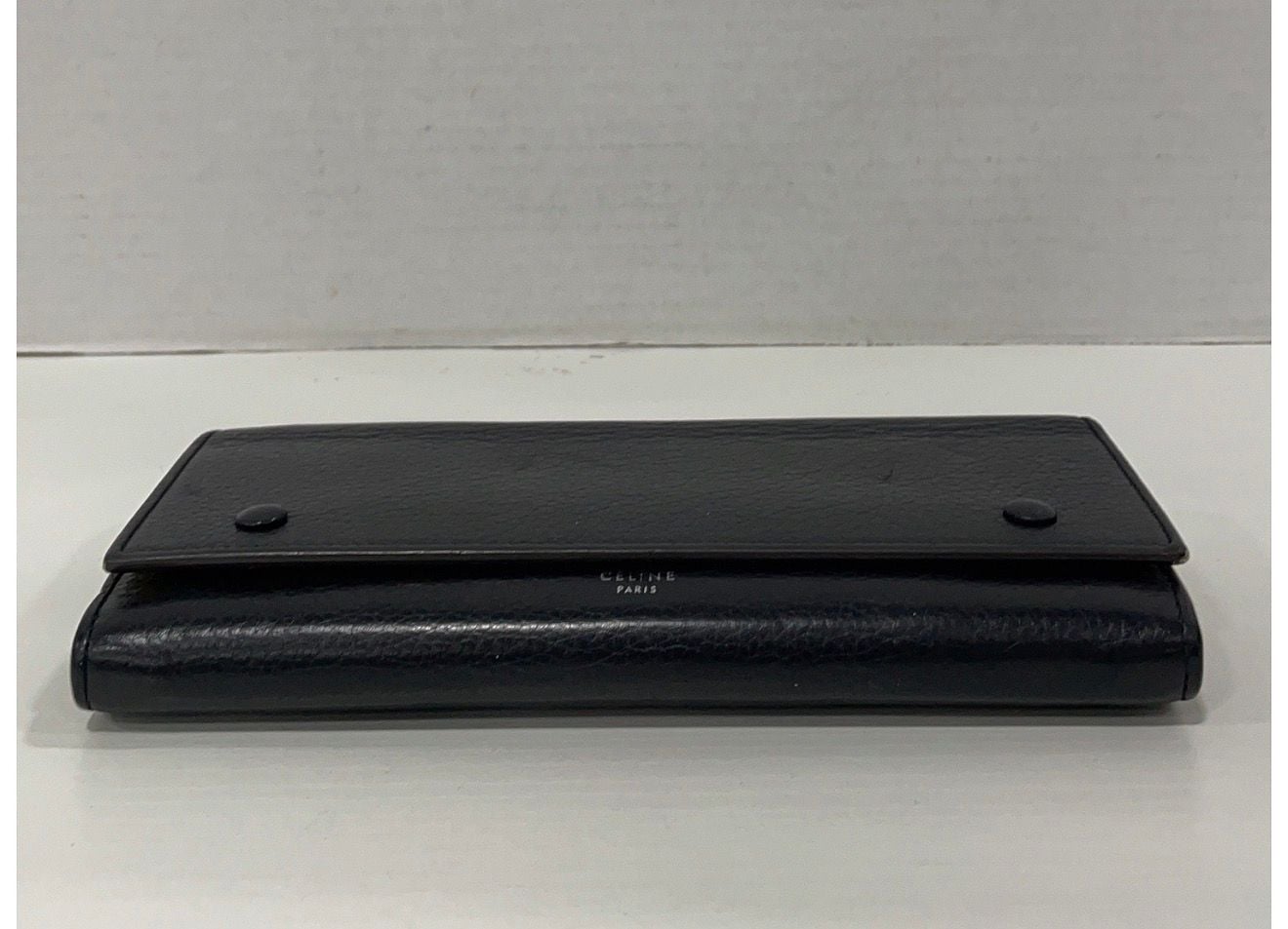 Celine Large Multifunction Flap Wallet Black Grained Leather 4