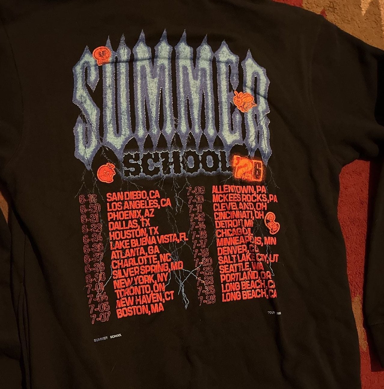 Summer School Tour '26 Hoodie Size Medium Black 6
