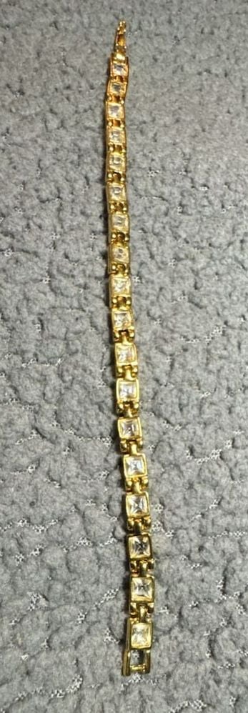 Vintage Gold Tone Cubic Zirconia Tennis Bracelet 7.5 Inch 3