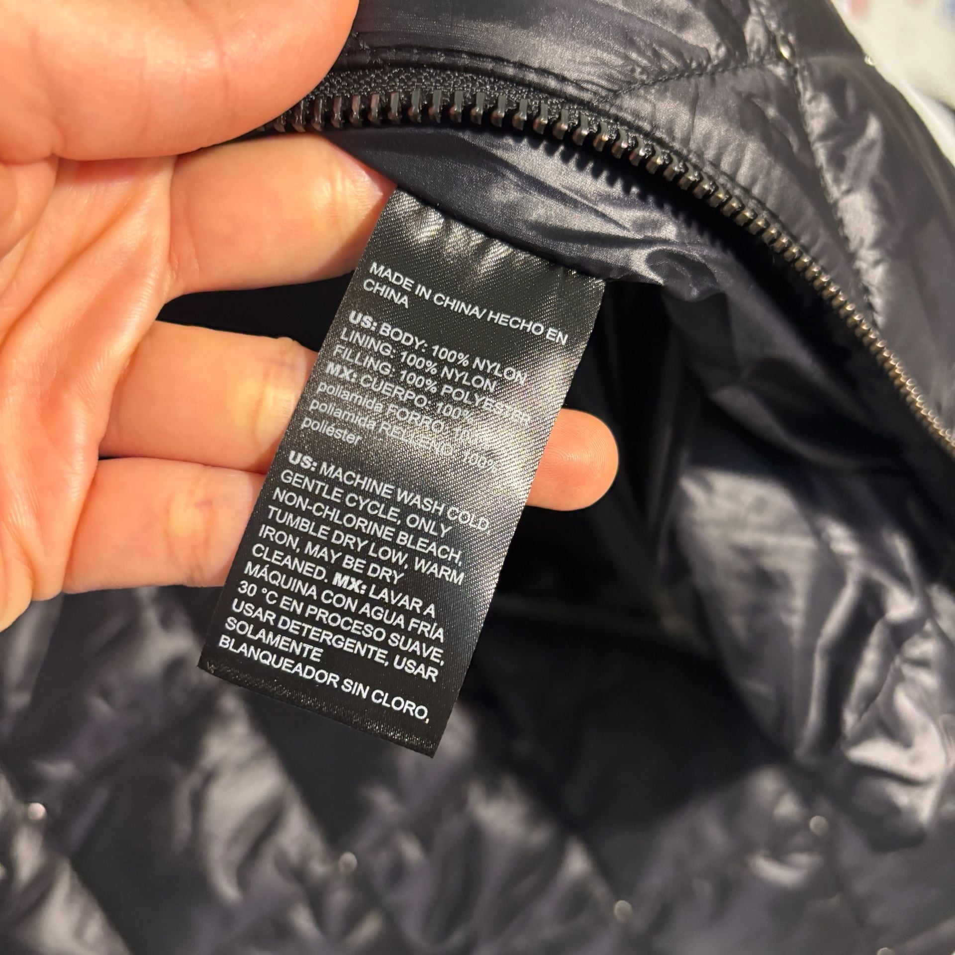 Chico's Zenergy Embellished Puffer Vest Size 8 Black Quilted Thinsulate 10