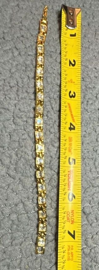 Vintage Gold Tone Cubic Zirconia Tennis Bracelet 7.5 Inch 4