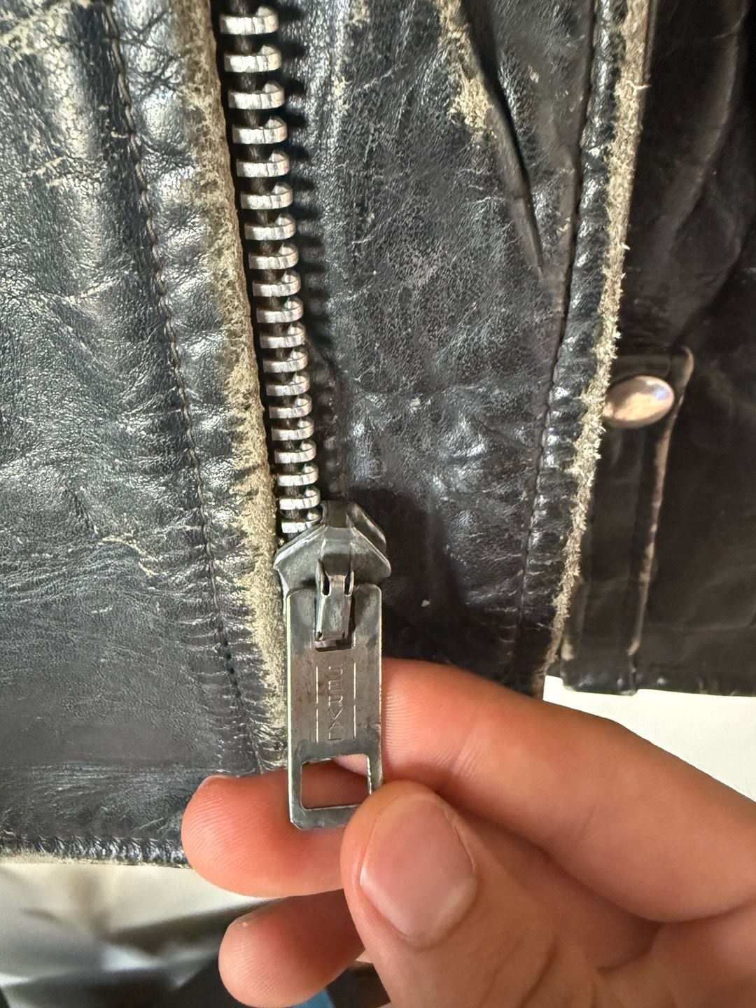 Vintage Motorcycle Leather Jacket Distressed Black Biker 7