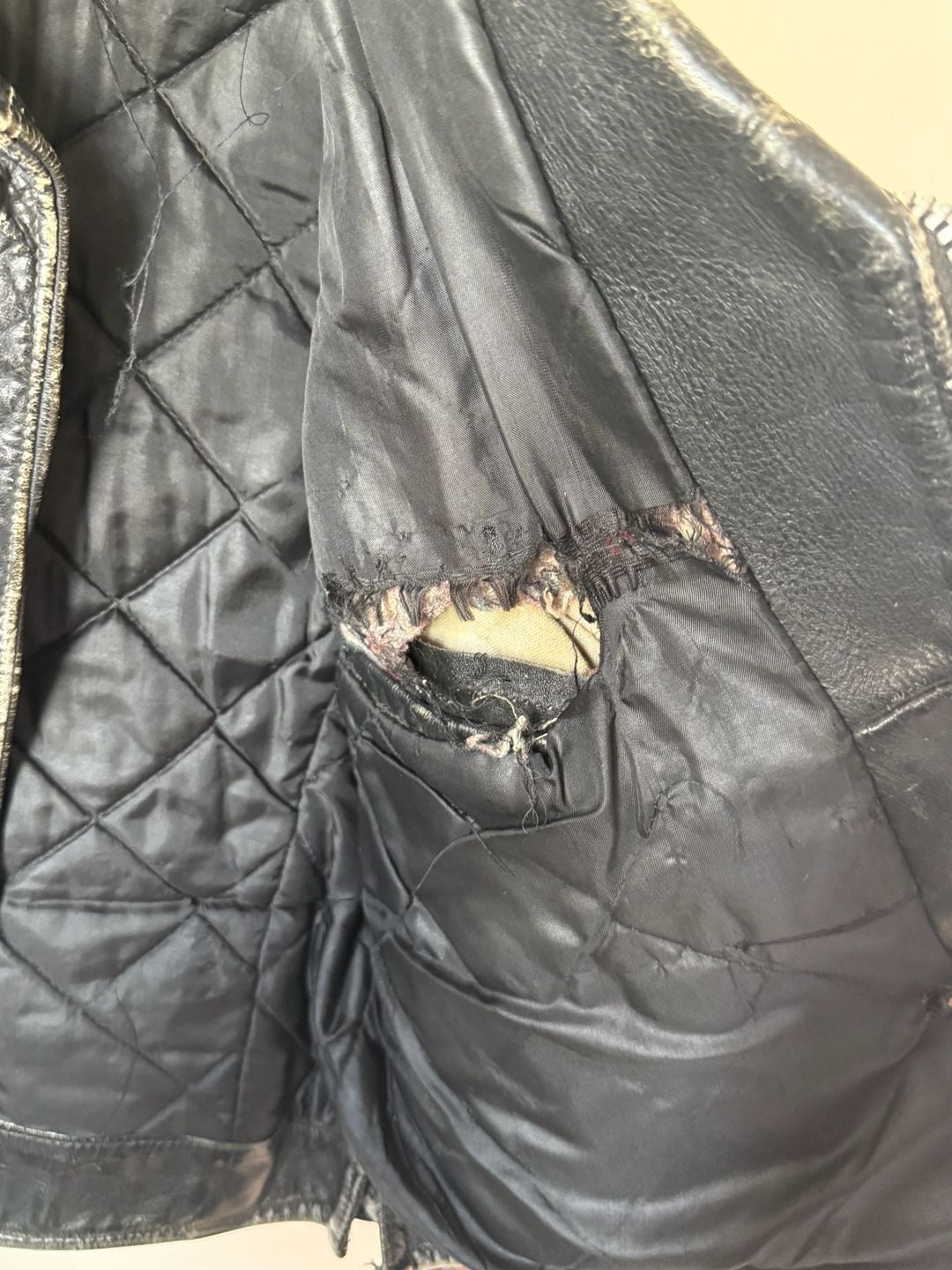 Vintage Motorcycle Leather Jacket Distressed Black Biker 8