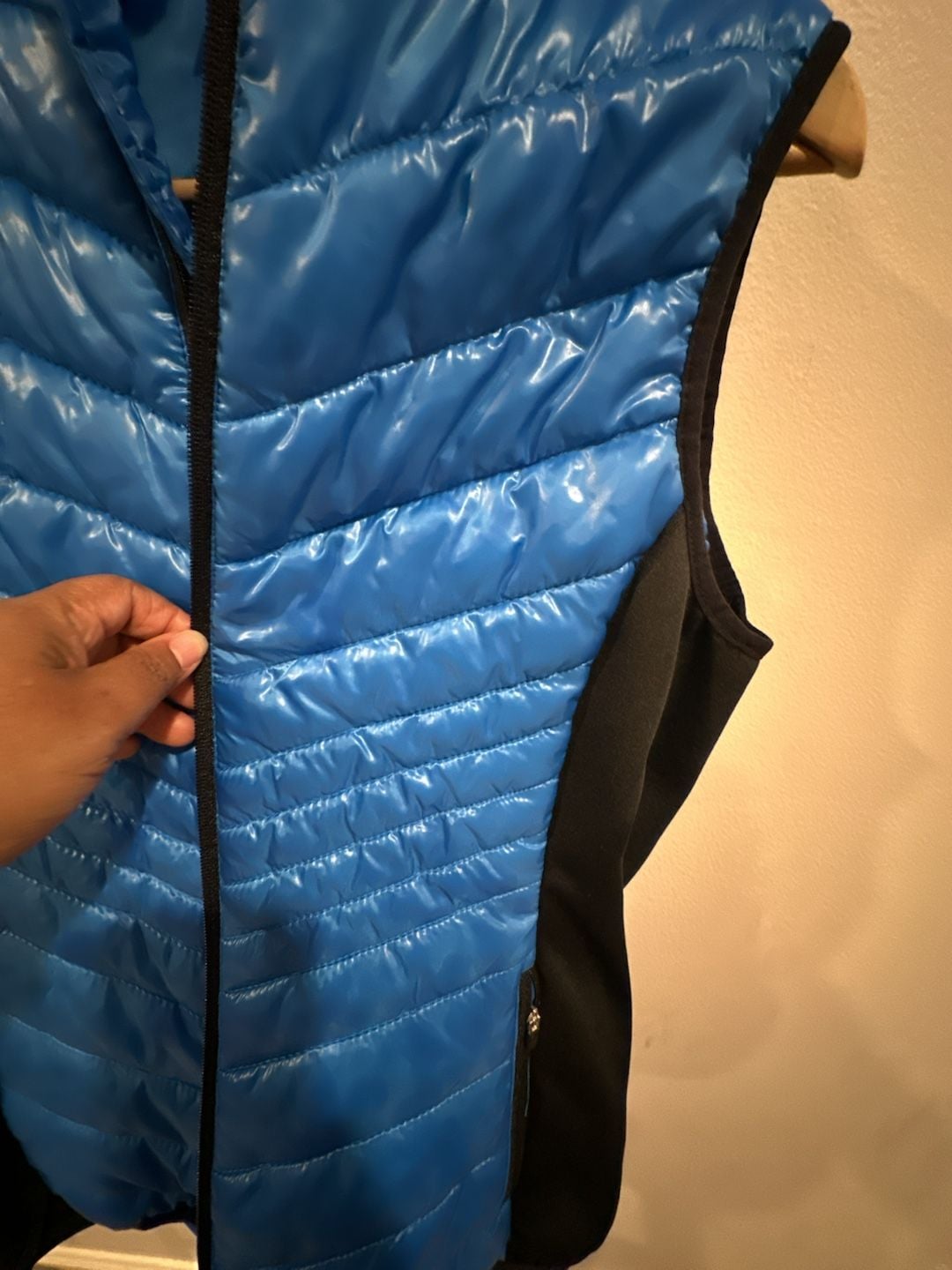 Xersion Puffer Vest Size M Blue Quilted Full Zip 8