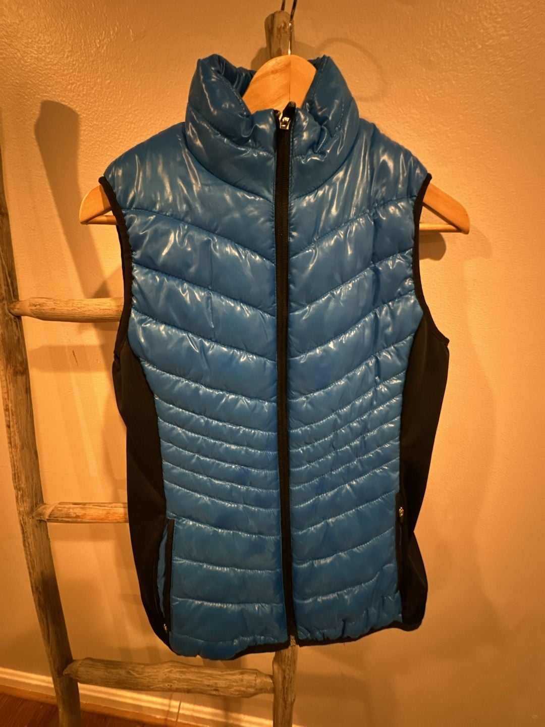 Xersion Puffer Vest Size M Blue Quilted Full Zip 11