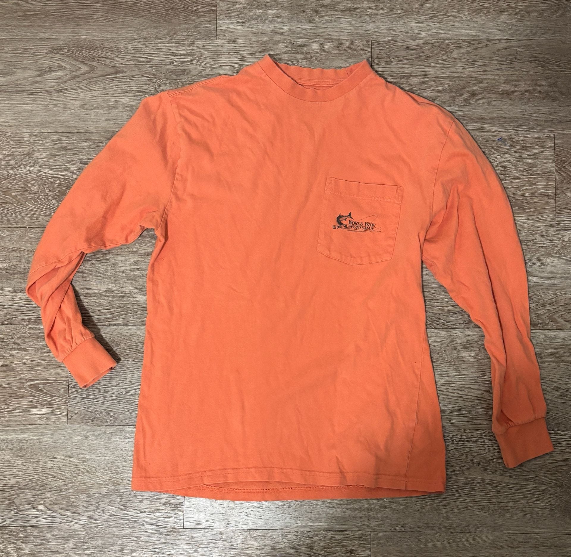 World Wide Sportsman Long Sleeve Pocket Tee Size S Orange 2