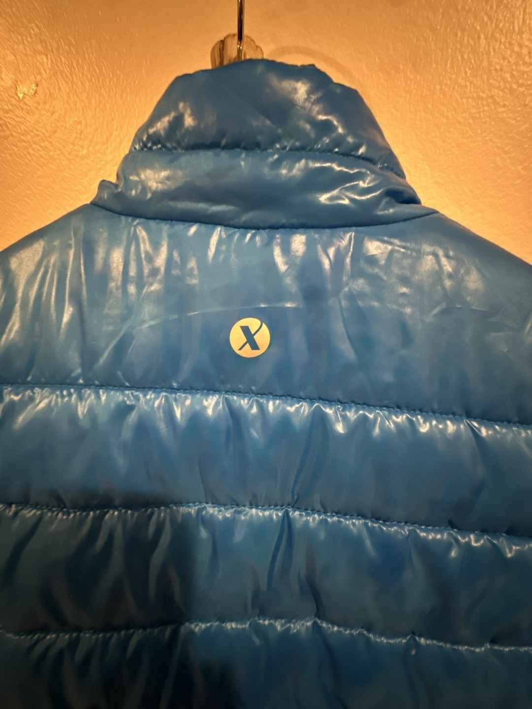 Xersion Puffer Vest Size M Blue Quilted Full Zip 14
