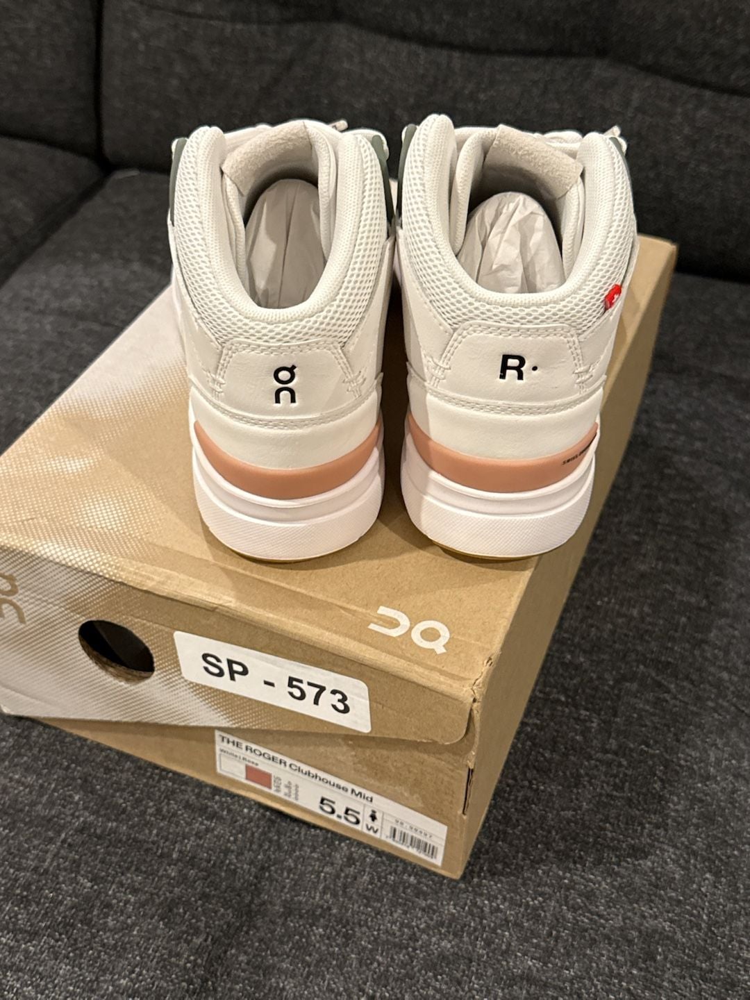 5.5W - On The Roger Clubhouse Mid White Rose Sneakers 4