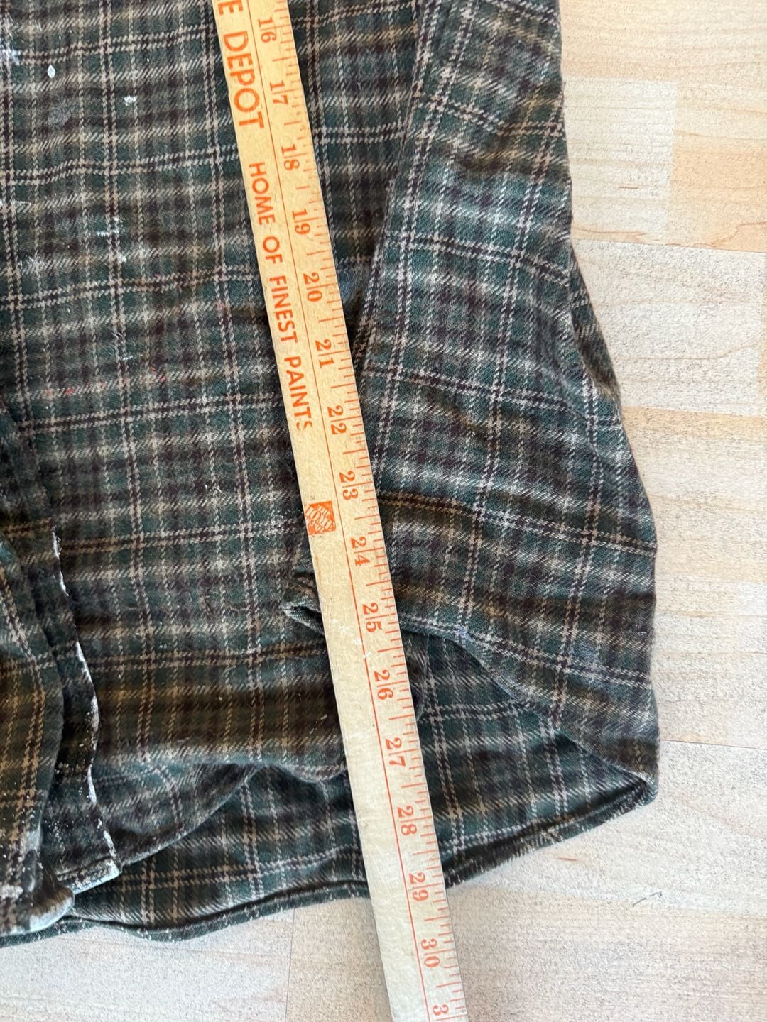 Woolrich Plaid Flannel Shirt Paint Stained Green Brown 8
