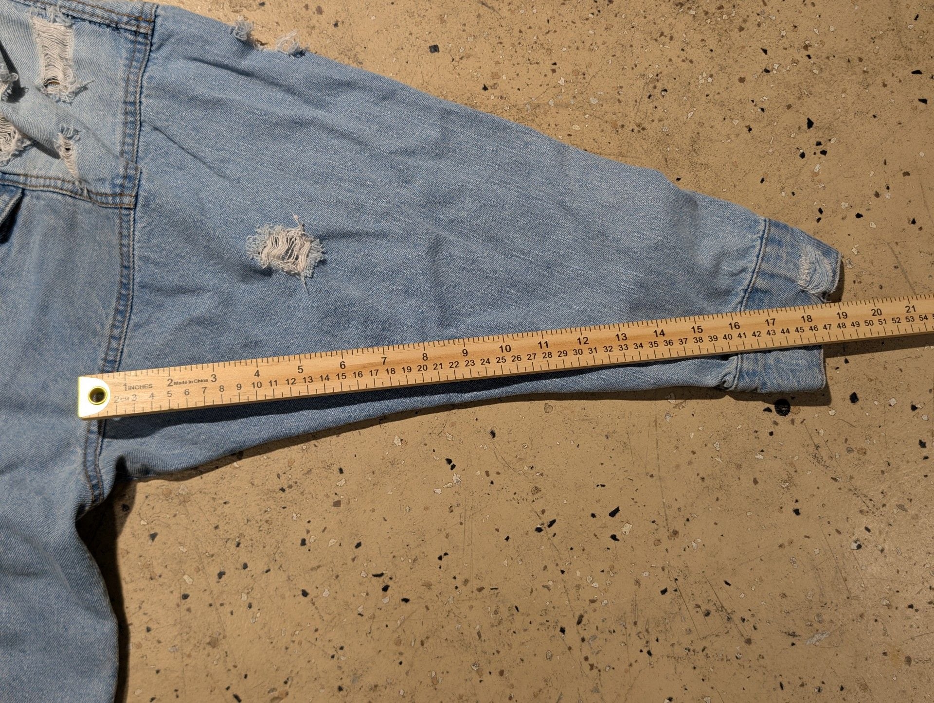 New Look Distressed Denim Jacket Size XL Light Wash Blue 5