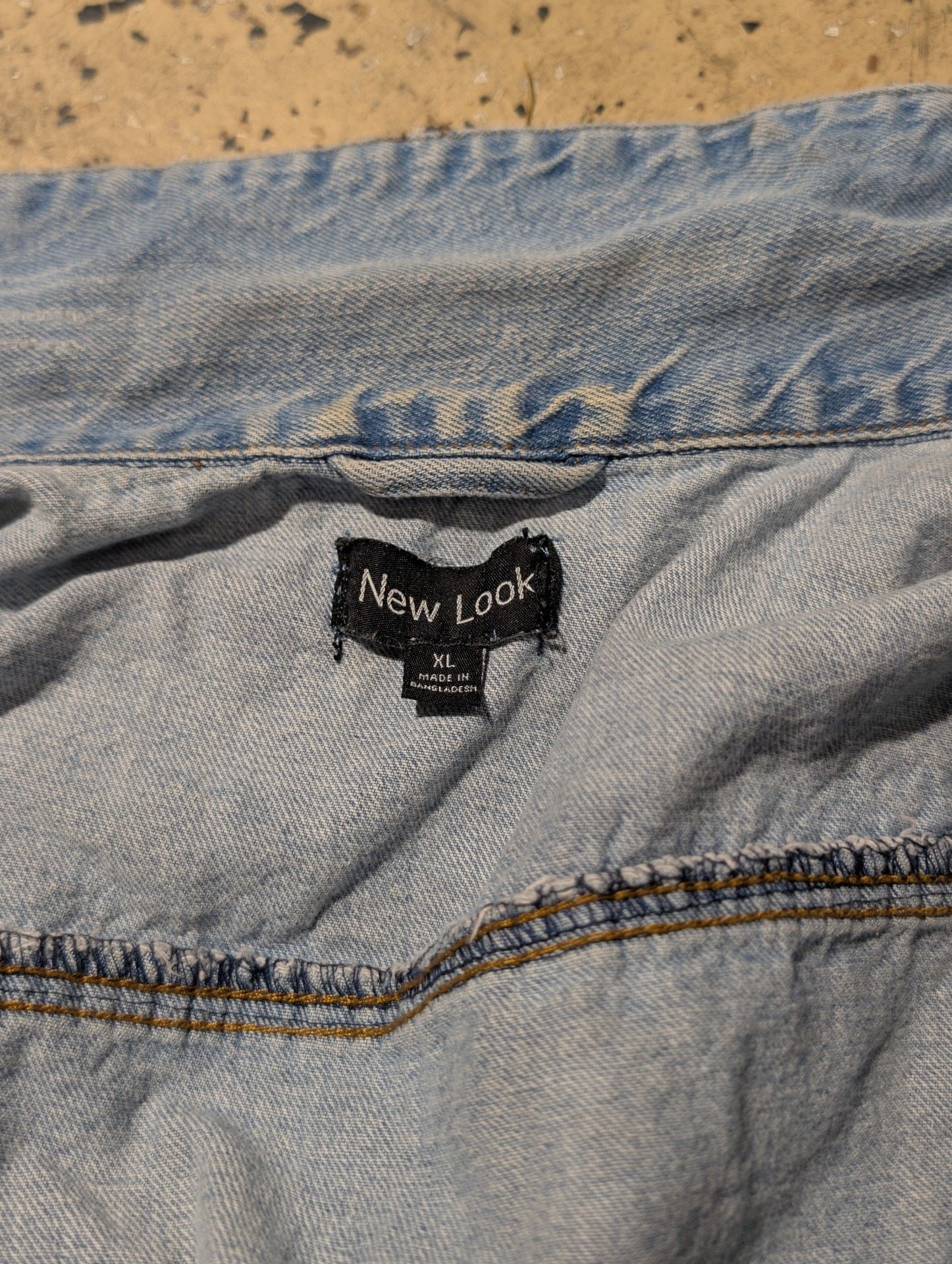 New Look Distressed Denim Jacket Size XL Light Wash Blue 6