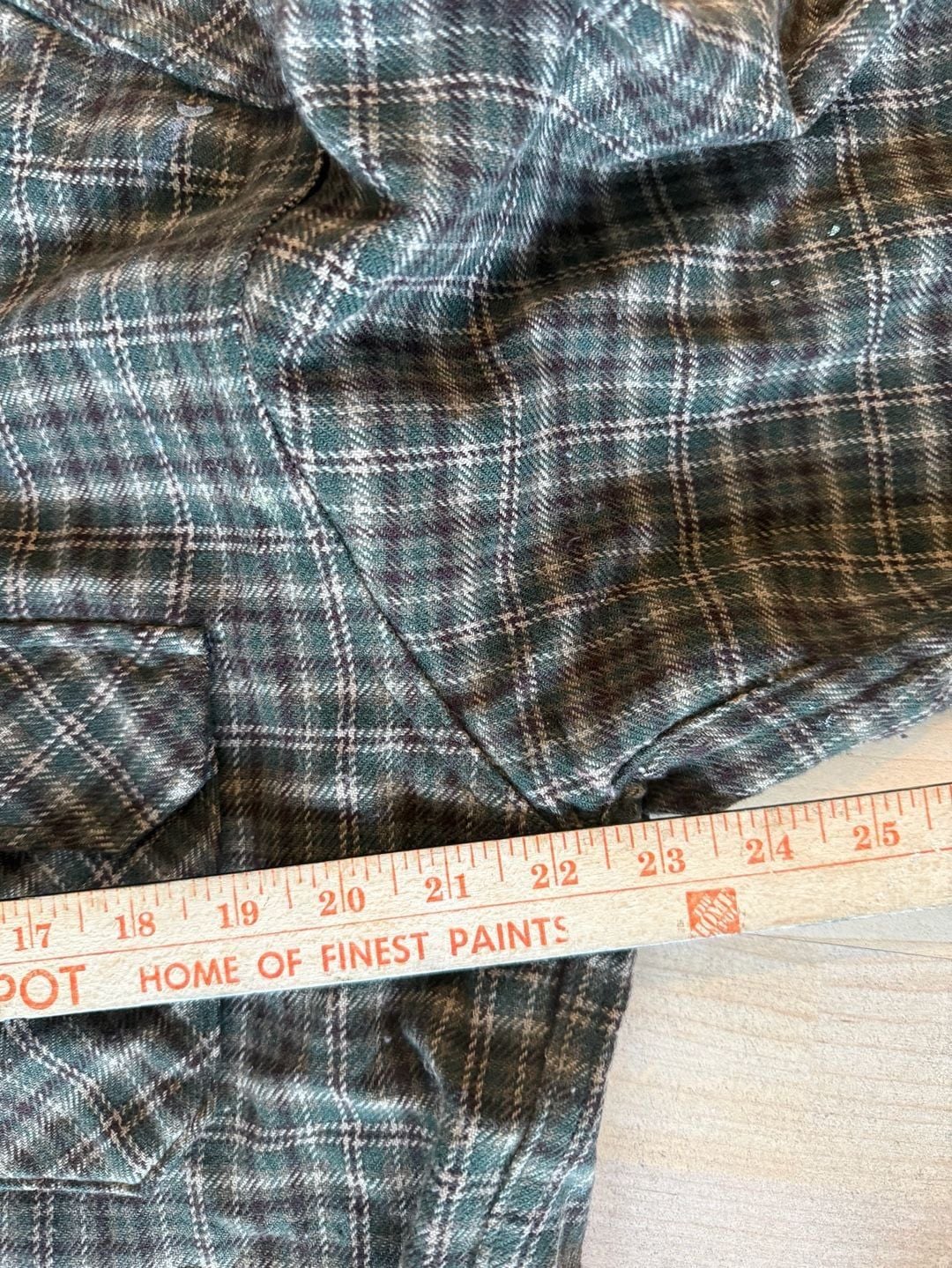 Woolrich Plaid Flannel Shirt Paint Stained Green Brown 7