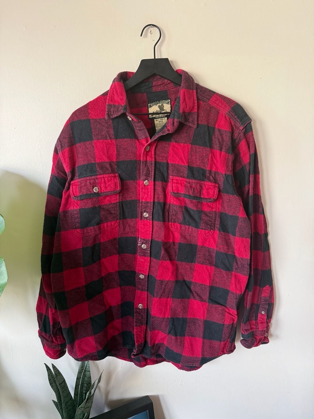Field & Stream Flannel Shirt Size XL-TALL Red Black Buffalo Plaid 2