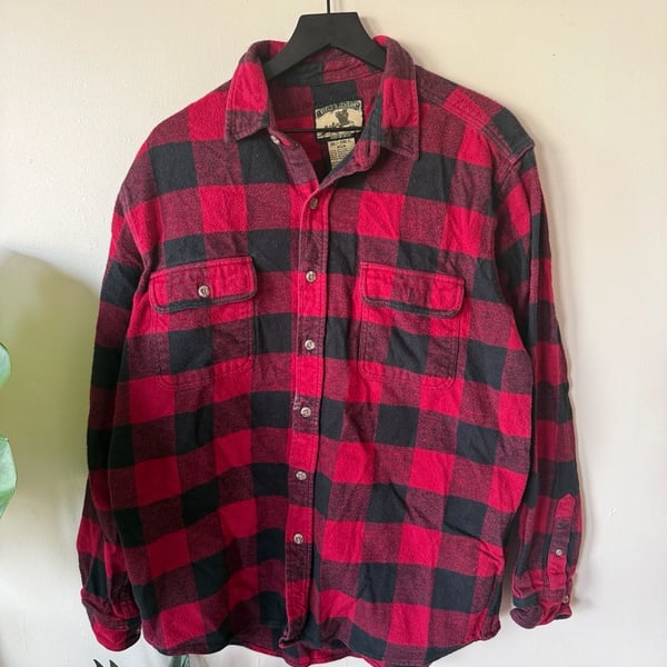 Field & Stream Flannel Shirt Size XL-TALL Red Black Buffalo Plaid