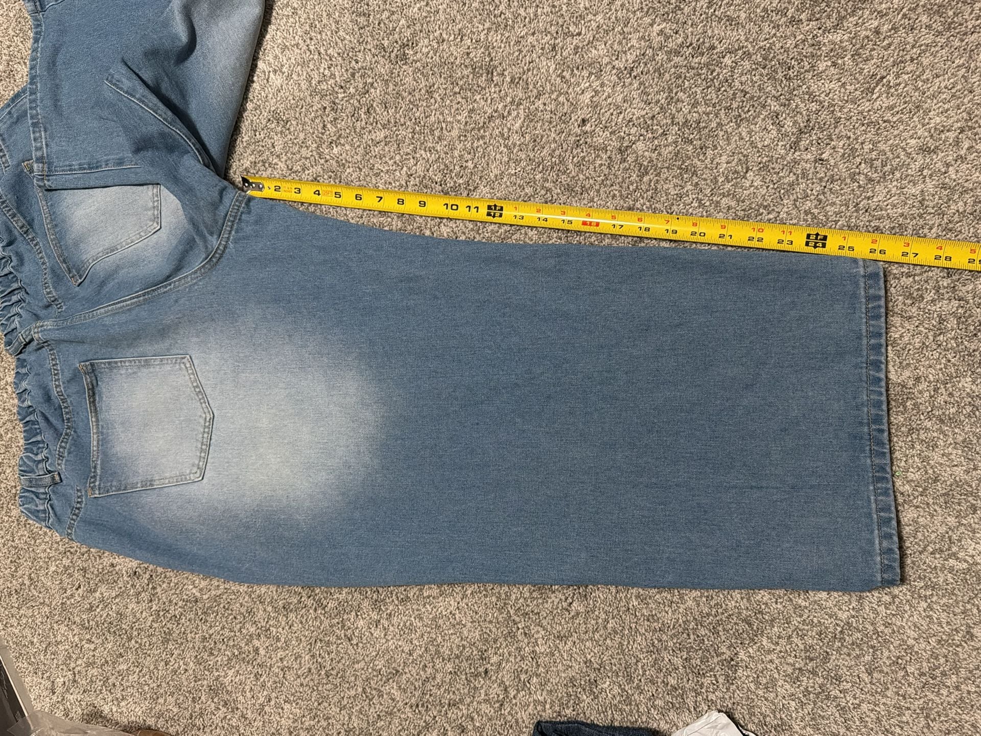 Shein Curve Wide Leg Jeans 4XL Blue Denim Cropped Patch Pocket Pants 10