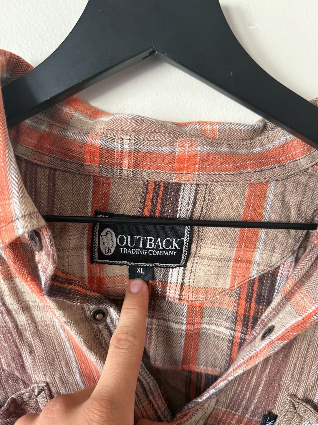 Outback Trading Company Plaid Flannel Shirt Size XL Orange Brown Long Sleeve 3