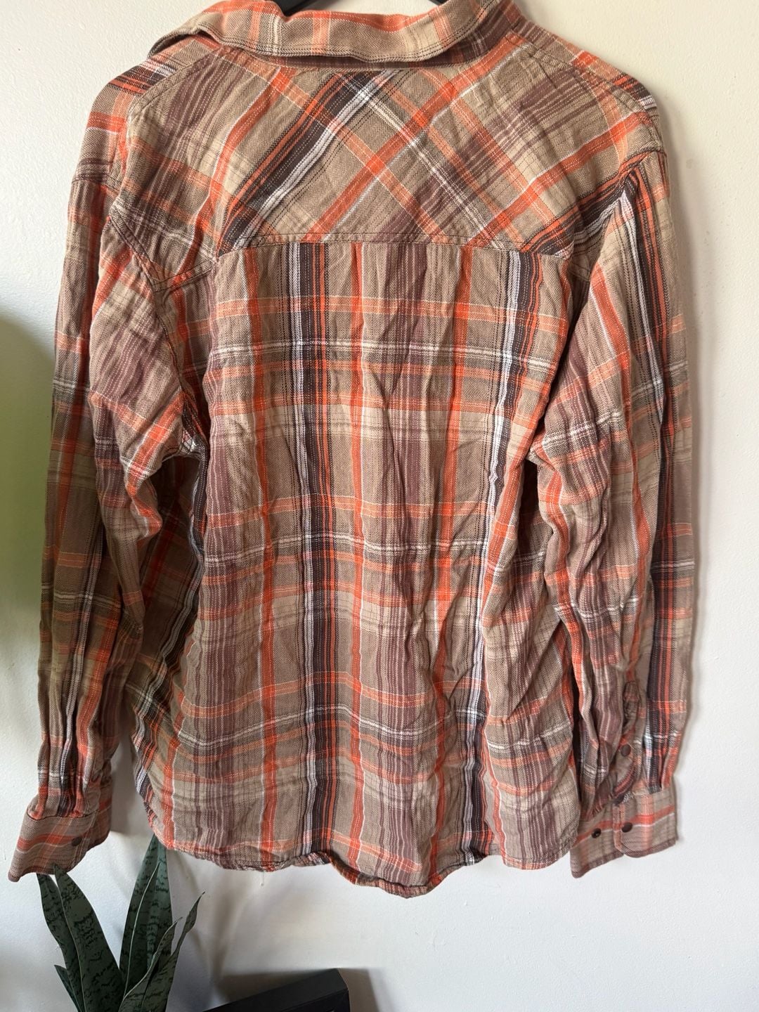Outback Trading Company Plaid Flannel Shirt Size XL Orange Brown Long Sleeve 5