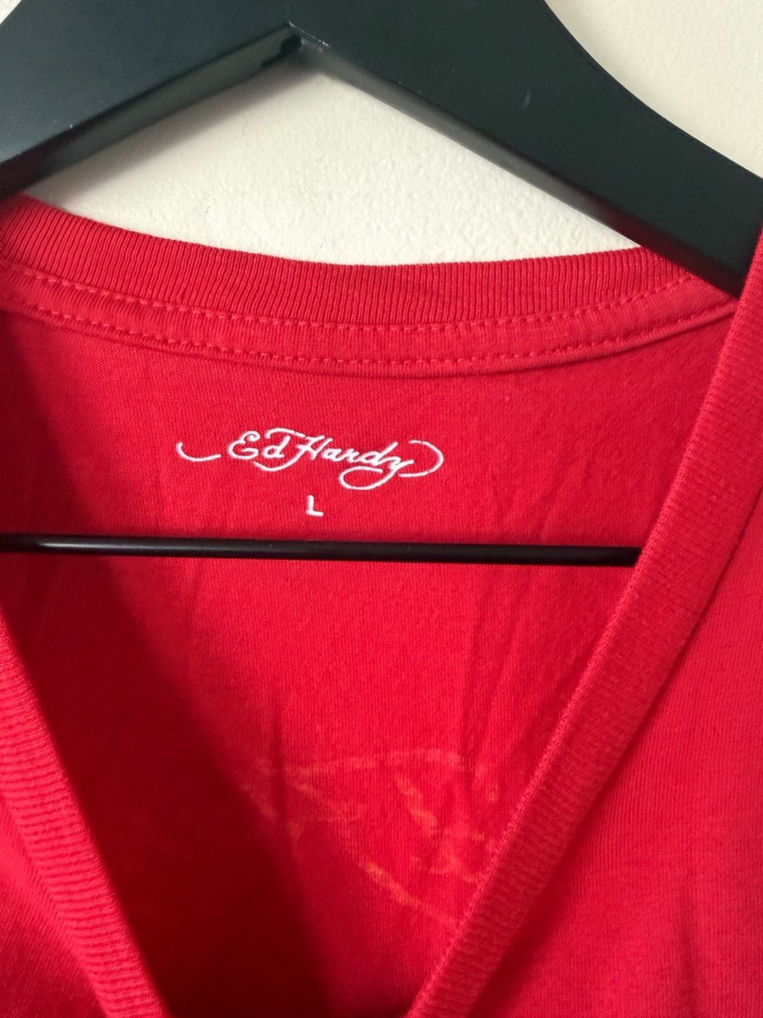 Ed Hardy Love Eternal T-Shirt Size L Red Rose Heart Graphic 4