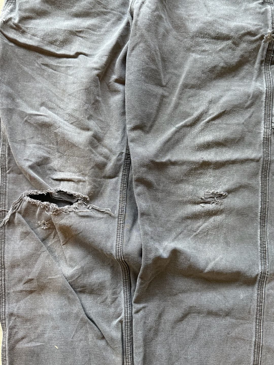 Carhartt Carpenter Pants Size 32x36 Distressed Grey Canvas Workwear 3