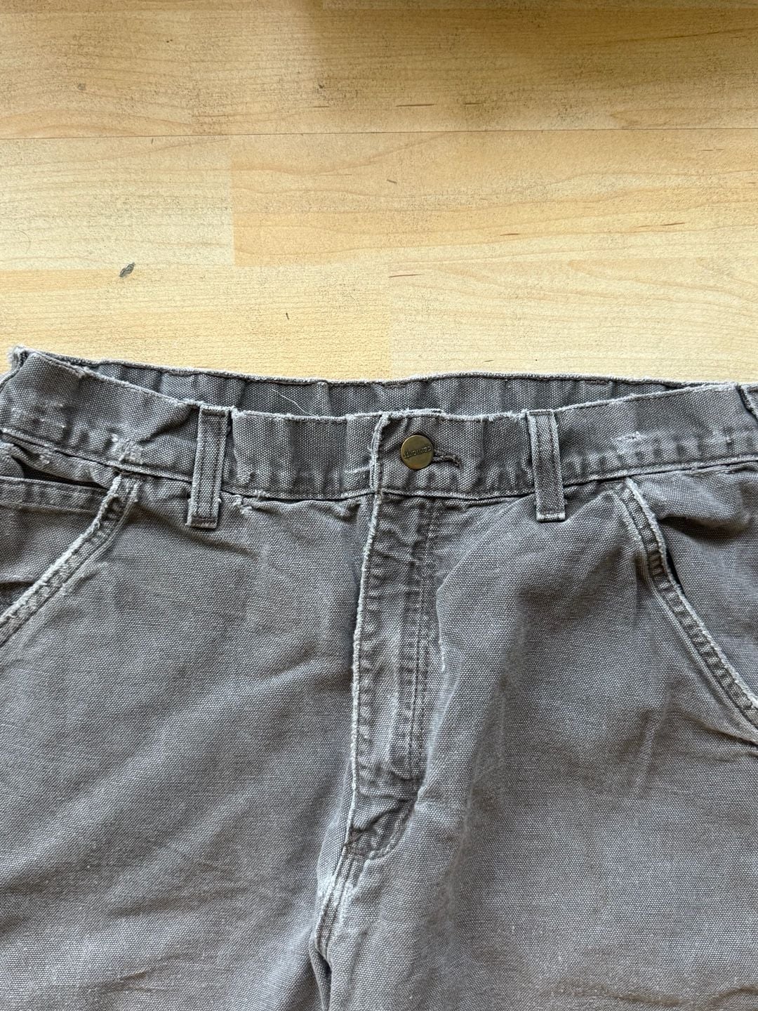 Carhartt Carpenter Pants Size 32x36 Distressed Grey Canvas Workwear 4