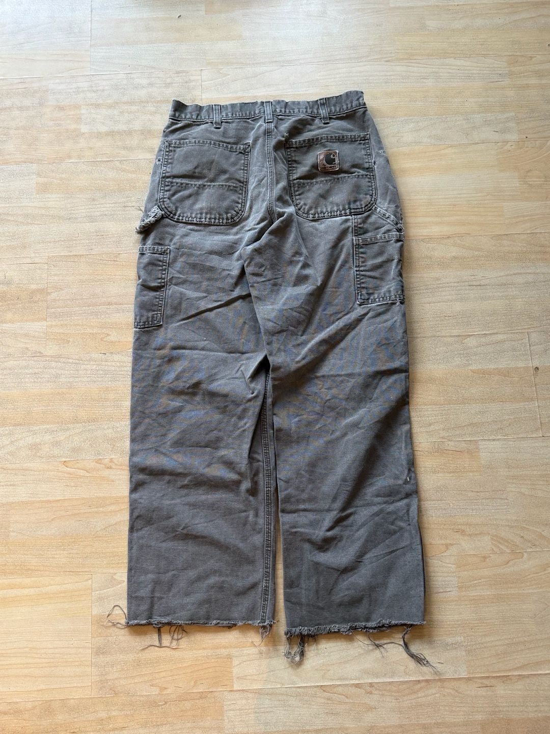 Carhartt Carpenter Pants Size 32x36 Distressed Grey Canvas Workwear 6