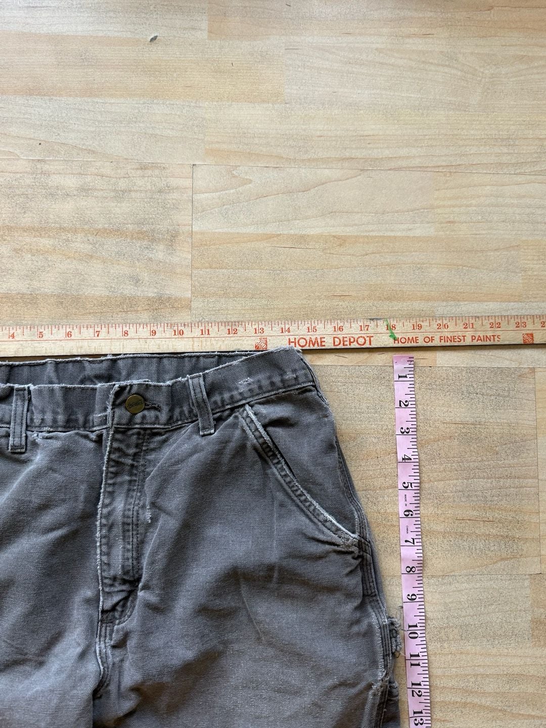 Carhartt Carpenter Pants Size 32x36 Distressed Grey Canvas Workwear 8