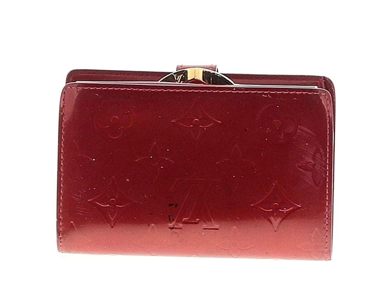Louis Vuitton Monogram Vernis Viennois Kiss Lock Wallet Red Patent Leather 3