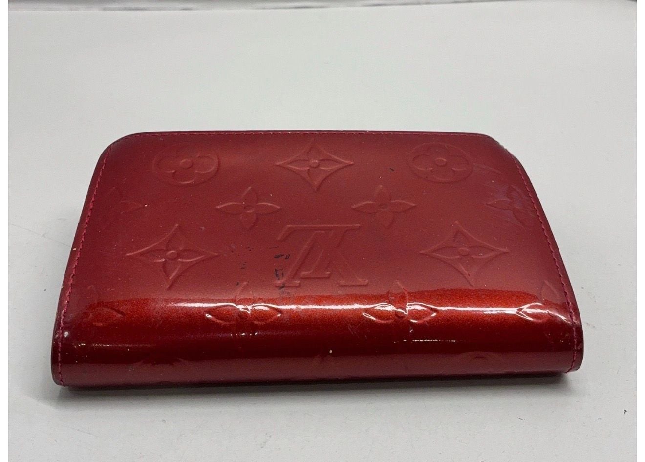 Louis Vuitton Monogram Vernis Viennois Kiss Lock Wallet Red Patent Leather 4
