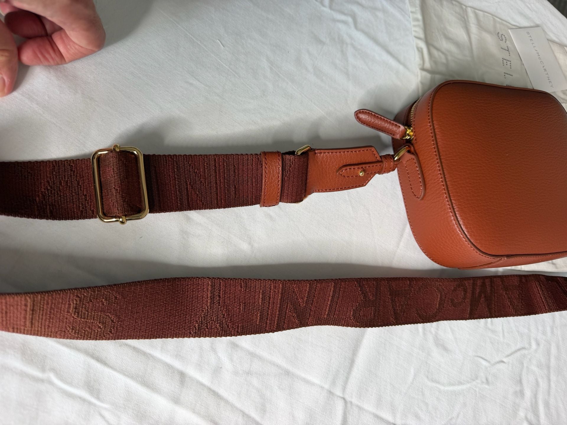 Stella McCartney $925 Logo Camera Crossbody Bag Auburn Brown 3