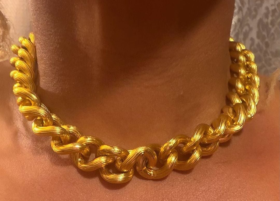 Anne Klein Gold Tone Textured Links Necklace 2