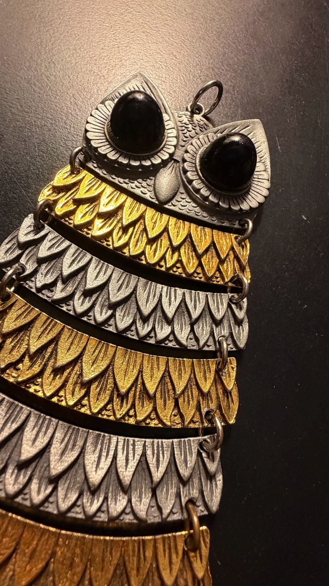 Vintage Articulated Owl Statement Necklace 3