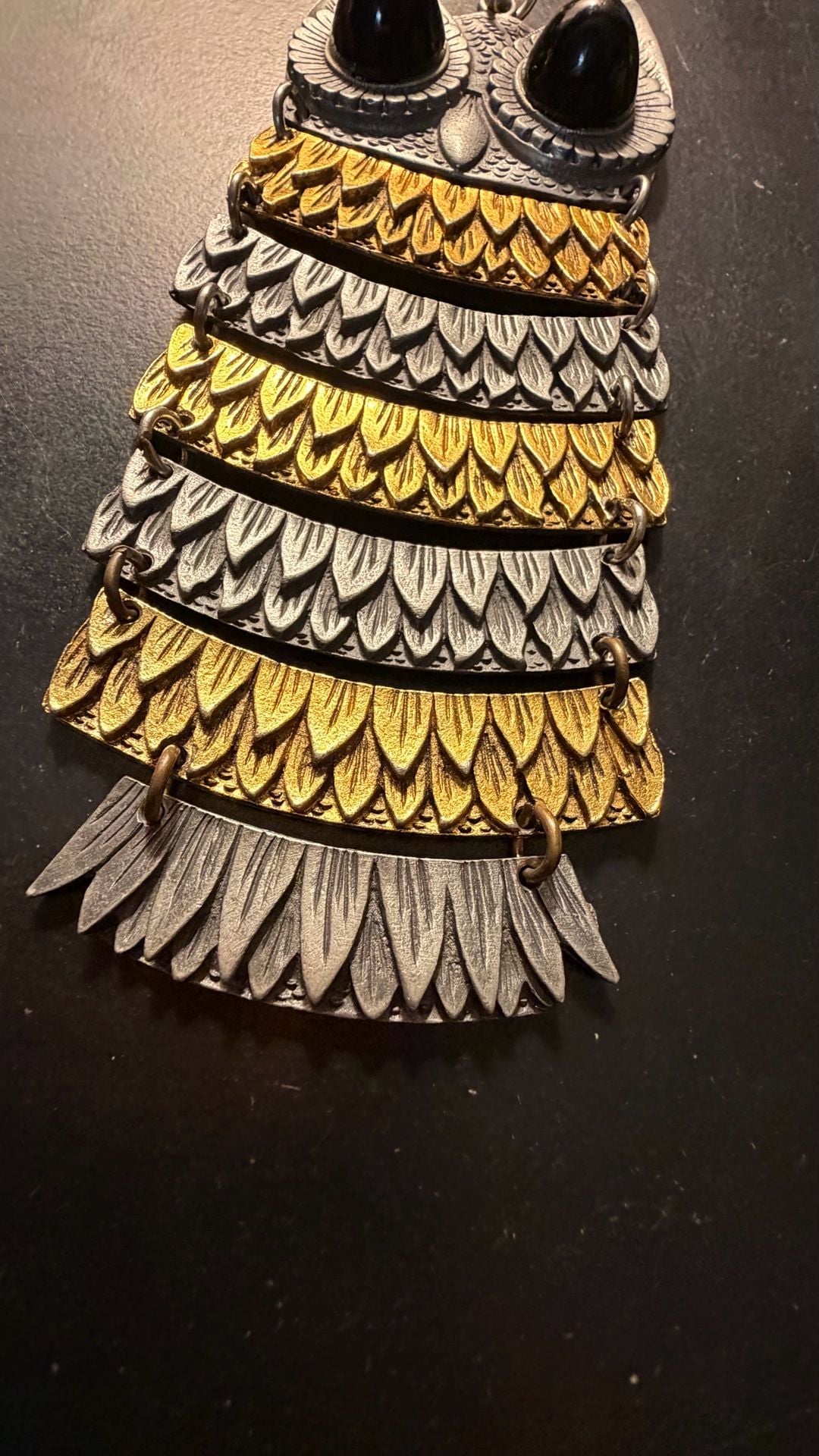 Vintage Articulated Owl Statement Necklace 5