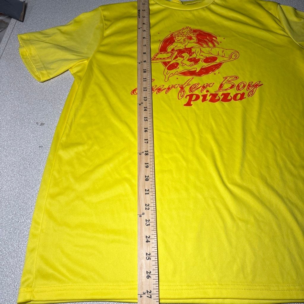 Suit Yourself Stranger Things Surfer Boy Pizza T-Shirt Yellow 3
