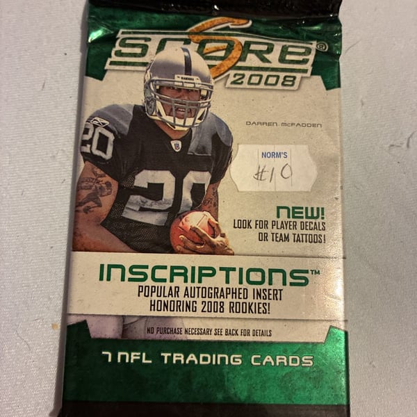 2008 Score Inscriptions Football Sealed Pack NFL Trading Cards