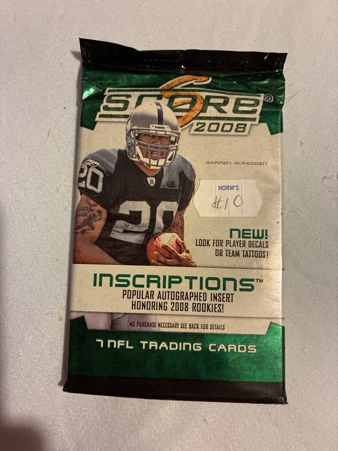 2008 Score Inscriptions Football Sealed Pack NFL Trading Cards 2