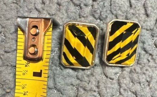 Unbranded Black Yellow Caution Stripe Stud Earrings 4