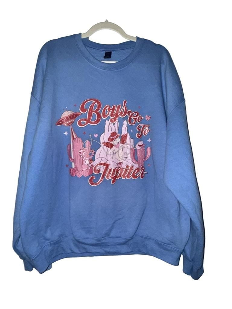 Custom Boys Go To Jupiter Sweatshirt Size XL Blue Graphic Crewneck 2
