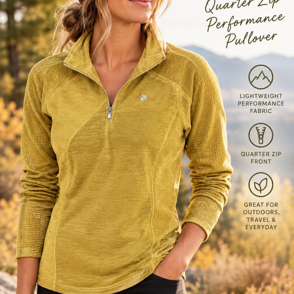 Vertical Limit Women’s Quarter Zip Performance Pullover Mustard Gold XL Outdoor