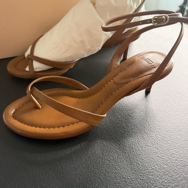 Alexandre Birman $625 Nelly 50 Espresso Leather Sandals 37.5 / US 7.5 NIB