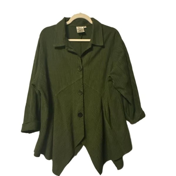 Mill Valley Clothing Co. Hobo Shirt Size M Green Striped Asymmetric Tunic