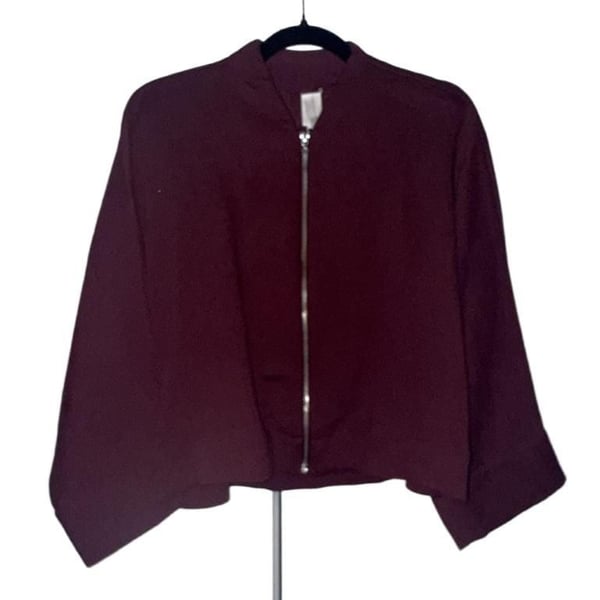 Wynne Layers Bomber Jacket Size M Burgundy Full Zip Rayon