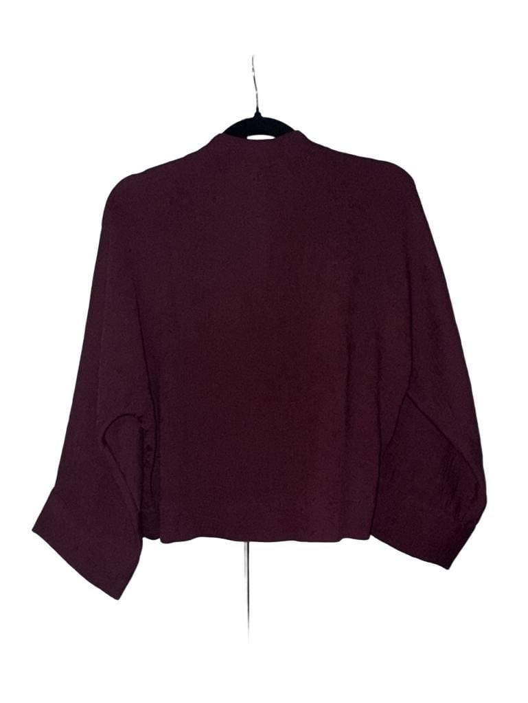 Wynne Layers Bomber Jacket Size M Burgundy Full Zip Rayon 5