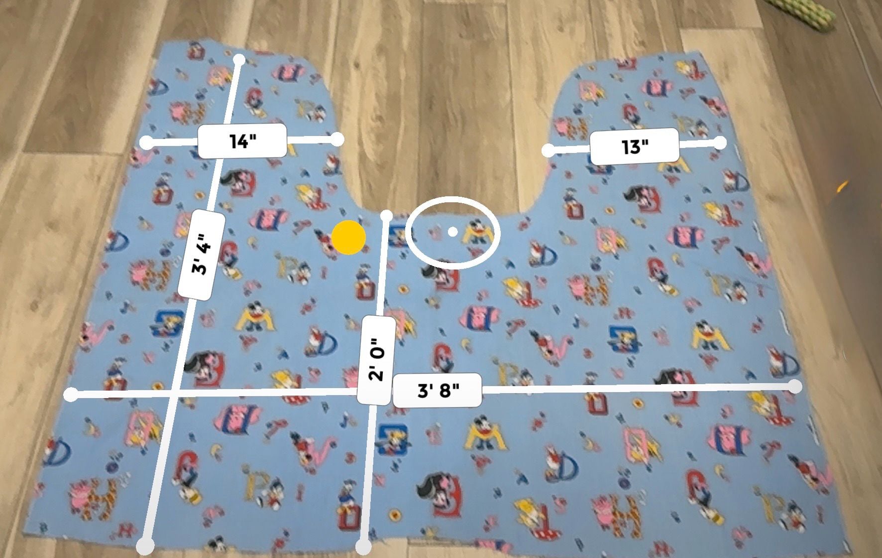 Vintage Disney ABC Fabric Blue Cotton Character Print - Remnant 3