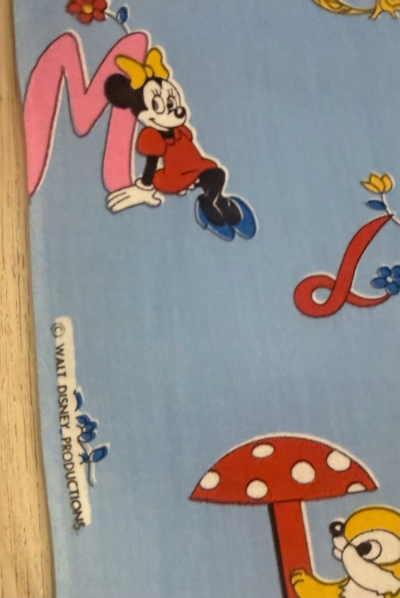 Vintage Disney ABC Fabric Blue Cotton Character Print - Remnant 4