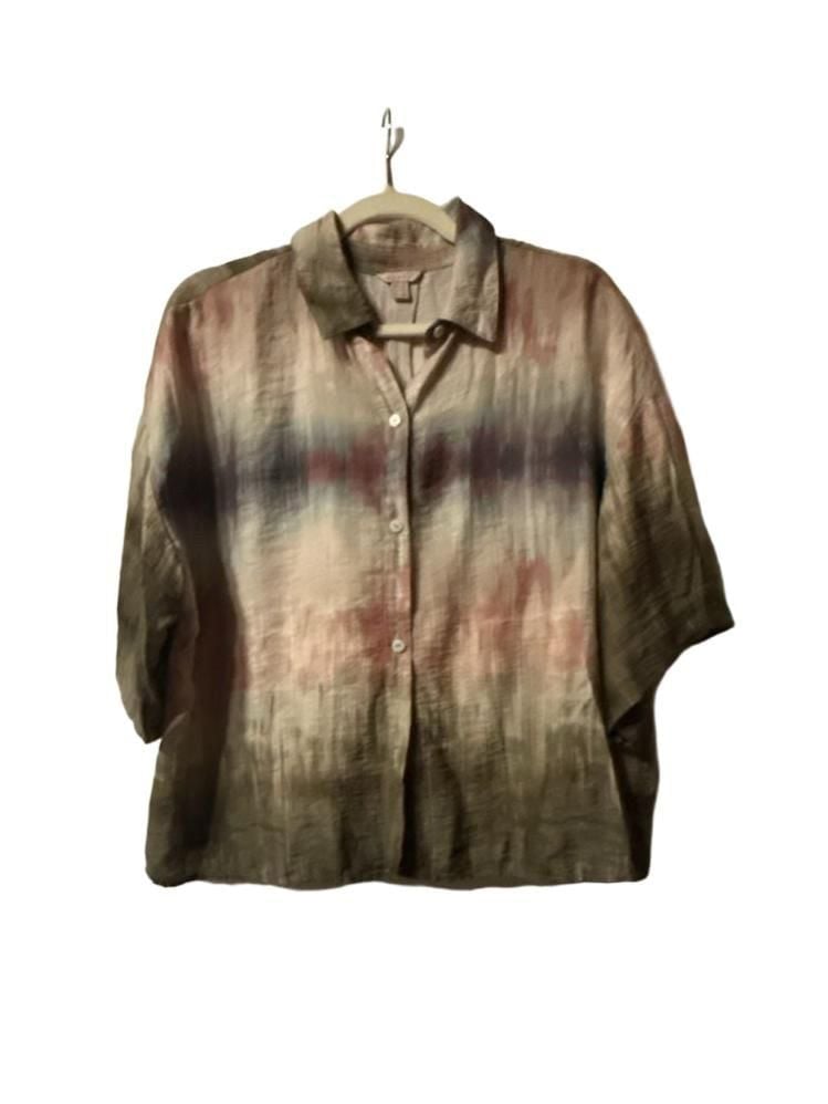 Esprit Button Down Shirt Size XL Multi Color Boho Tie Dye 2