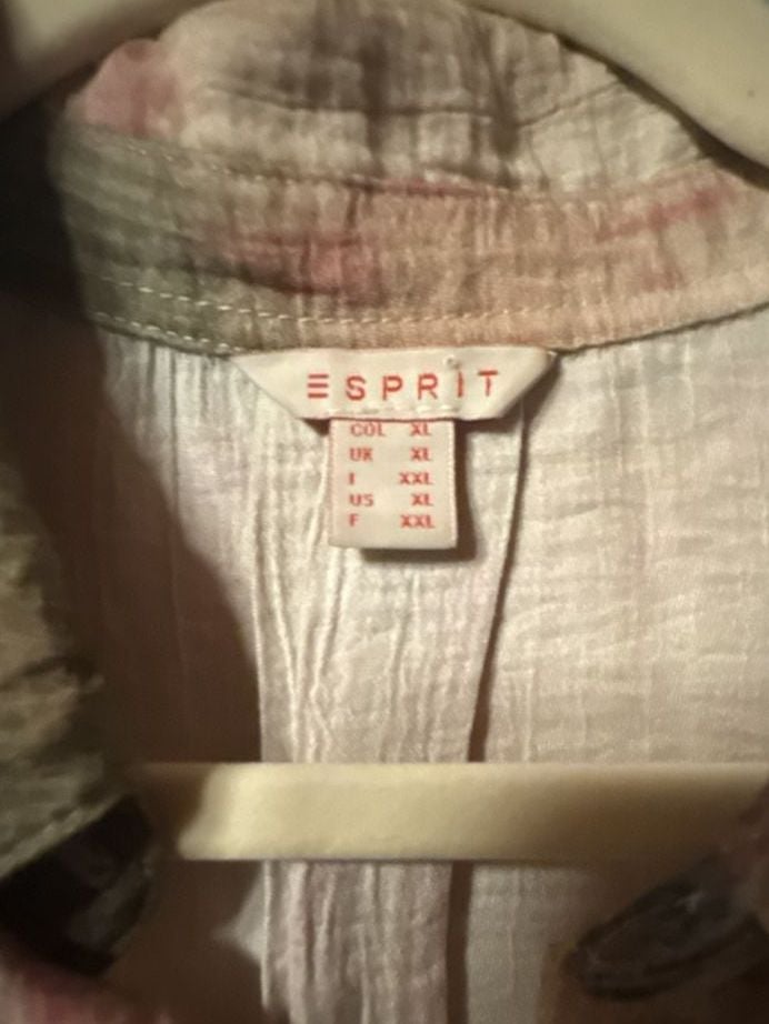 Esprit Button Down Shirt Size XL Multi Color Boho Tie Dye 3