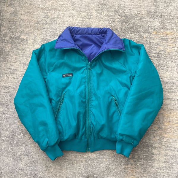 Vintage 90s Columbia Sportswear Reversible Puffer Jacket Size M Teal Purple