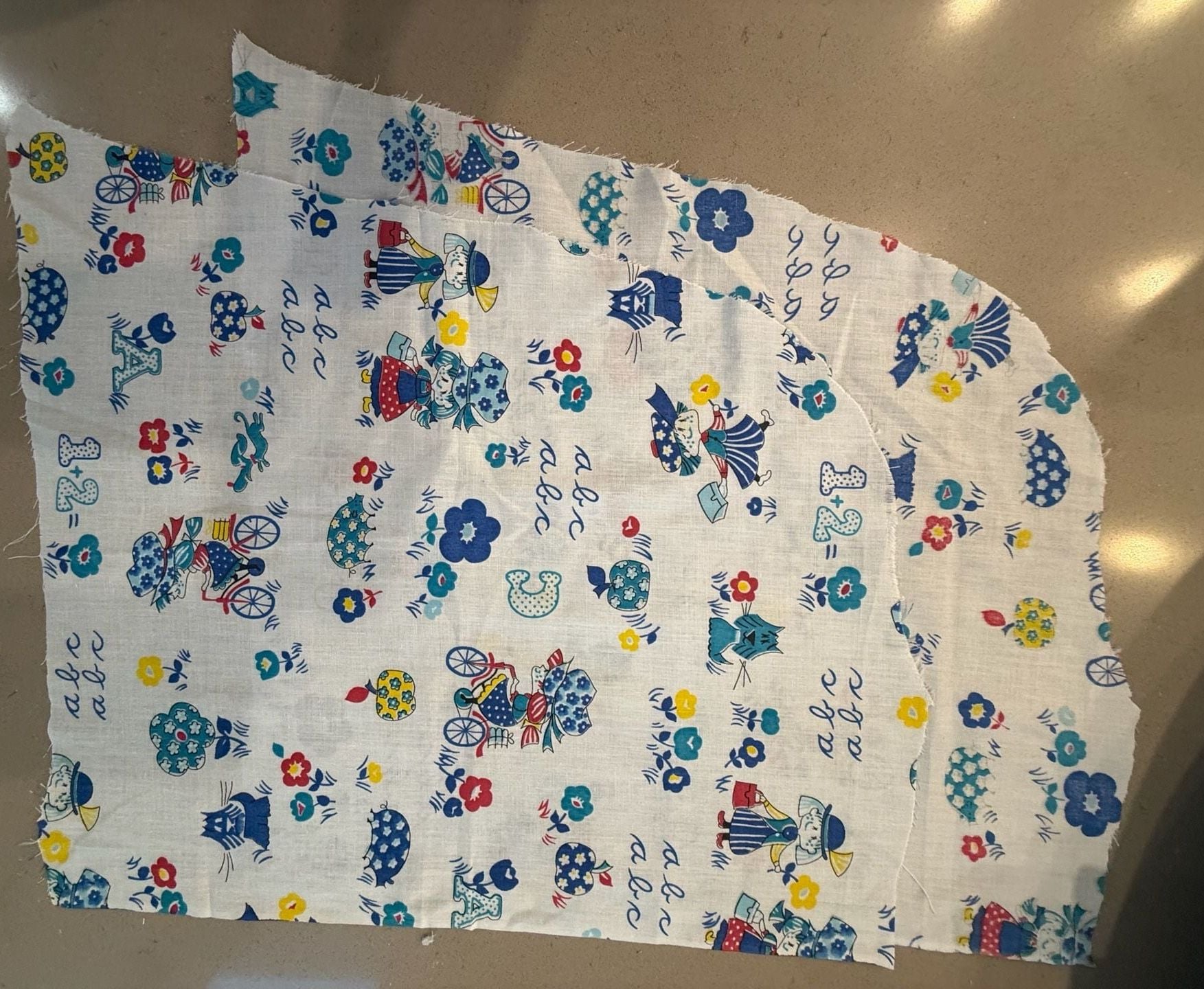 Vintage 1970s Holly Hobbie Style Cotton Fabric Remnant 3